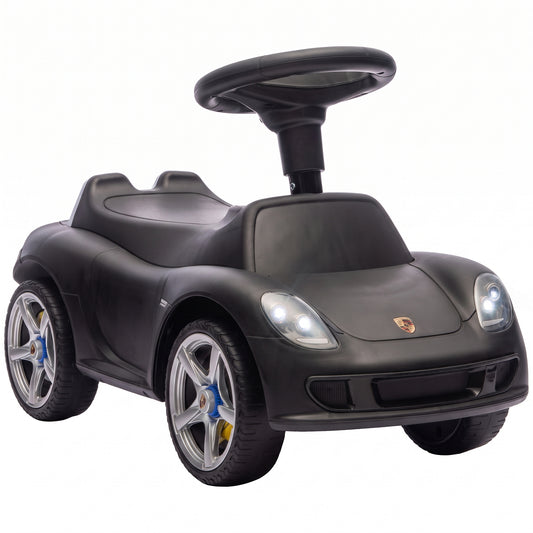 Ride on Car, Porsche Licensed Toddler Push Car with Horn, Headlights, Sound and Steering Wheel for 18-36 Months, Matte Black