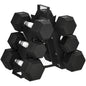 Hex Dumbbell Set with Weights Storage Rack, Rubber Coated Dumbbells, Non-Slip Chrome Handles, Space-Saving for Home Gym Weight Lifting Strength Training, 2 x 4kg, 2 x 6kg, 2 x 8kg