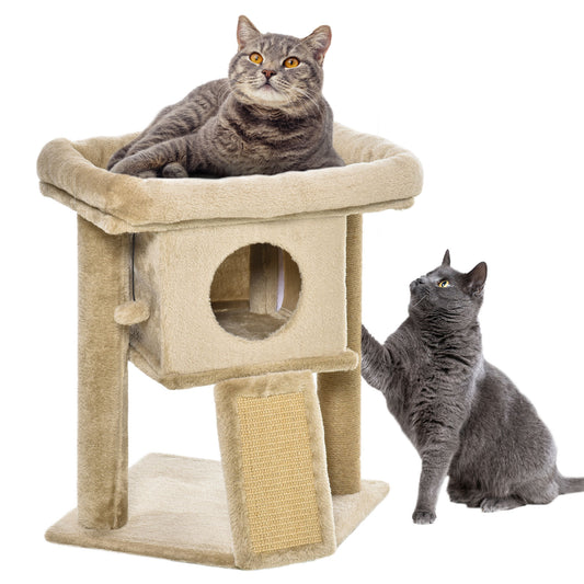 Cat Tree Tower for Indoor Cats Cat Scratching Post Climbing Activity Centre w/Jute Scratching Pad, Toy Ball, Cat House