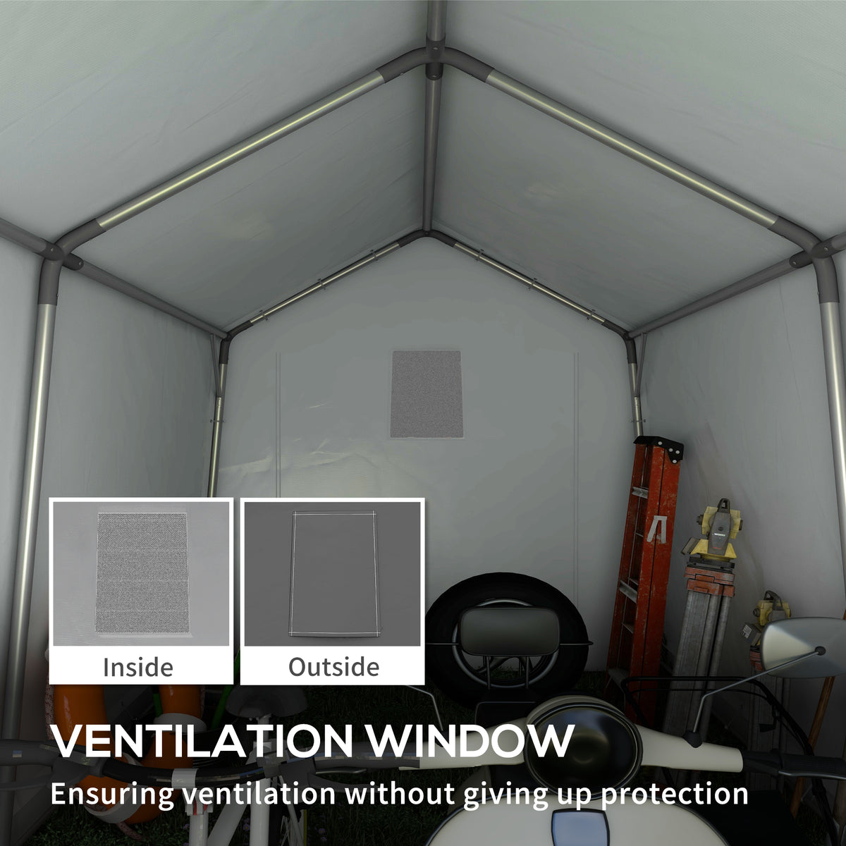3.6 x 2.1m Portable Outdoor Shed, with Window - Dark Grey