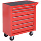 7-Drawer Tool Box on Wheels Tool Cabinet 150 Load with Lockable Swivel Castors, Red