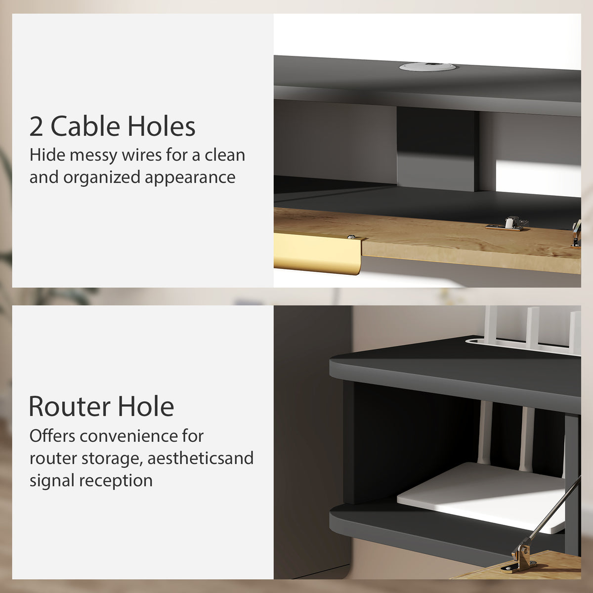 120 cm Floating TV Stand with Storage - Charcoal Grey