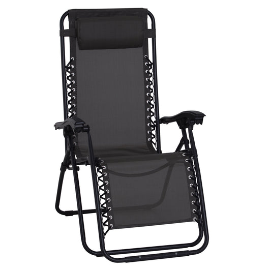 Zero Gravity Chair Metal Frame Texteline Armchair Outdoor Folding and Reclining Sun Lounger with Head Pillow for Patio Decking Gardens Camping