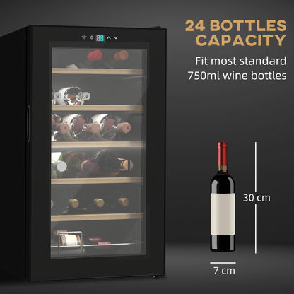 24-Bottle 20℃ Wine Cooler Fridge - Black