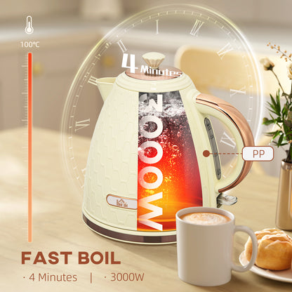 Electric Kettle, 1.7L, Fast Boil, 3000W Cordless Water Kettle with Removable Washable Anti-scale Filter