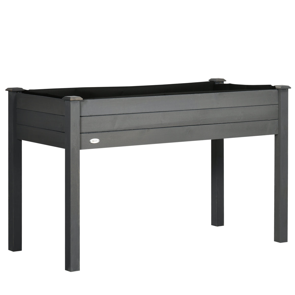 Raised Bed for Garden, Wooden Elevated Planter Box with Bed Liner, for Flower Vegetable Herb, Dark Grey