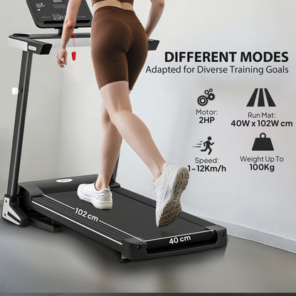 Motorised Folding Treadmill with 500W & LED Screen for Home, Black