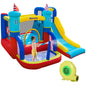 Kids Bouncy Castle, 4 in 1 Large Sailboat Style Inflatable House Slide Trampoline Water Pool Climbing Wall with Blower Carrybag for Kids Age 3-8, 2.65 x 2.6 x 2m