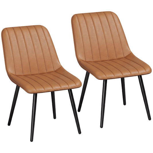 Faux Leather Upholstered Kitchen Chairs, Modern Dining Chairs Set of 2 with Metal Legs for Dining Room
