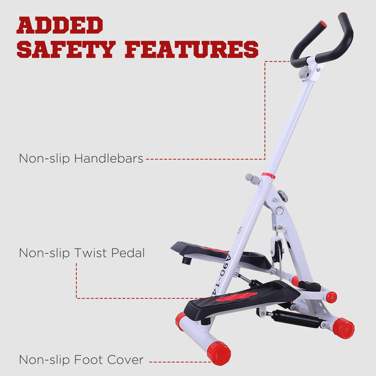 Stepper w/ Handle Hand Grip Workout Fitness Machine For Fitness Aerobic Exercise Home Gym Red