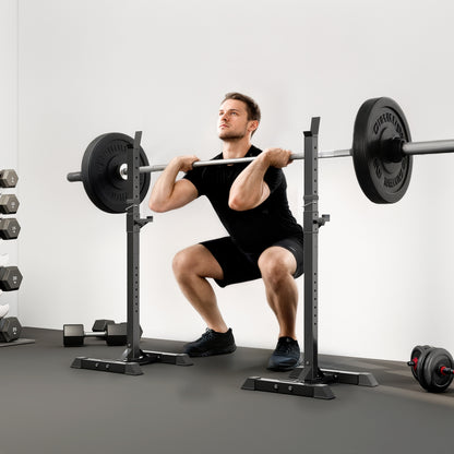 Adjustable Squat Rack, Weight Strength Training Bench Press Rack Weight Bench Supporter for Home Gym Exercise, Max Load 150kg, 124-154cm