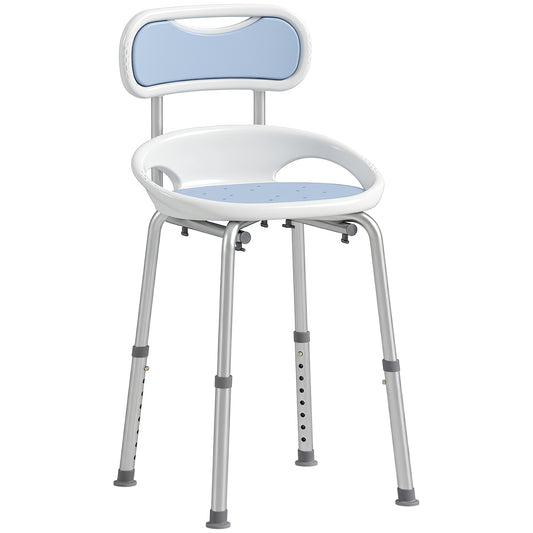 Shower Chair with Padded Seat Adjustable Height Shower Stool Bath Seat with Back and Anti-Slip Feet