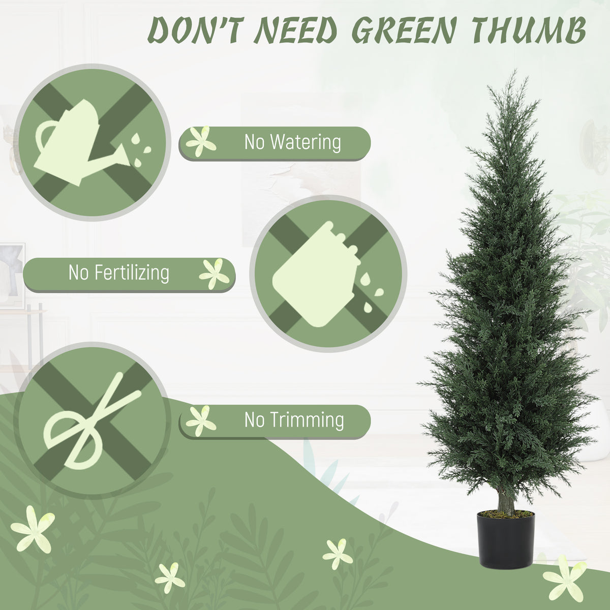 Set of Two Artificial Cypress Trees - Green