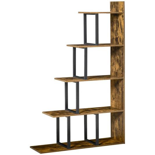 5-Tier Bookcase, Wooden Ladder Bookshelf Display Stand