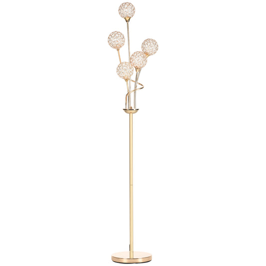 Crystal Floor Lamps for Living Room Bedroom with 5 Light, Modern Upright Standing Lamp, 34x25x156cm