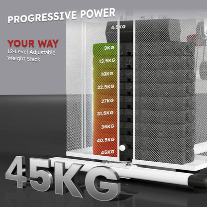 Home Multi Gym Large Multifunction Sturdy Strength Training Machine for Home Workout, White