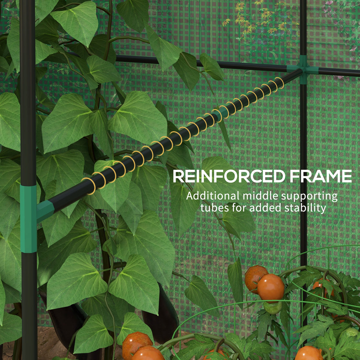 Greenhouse, Walk-in Garden Grow House with Roll-up Door and Mesh Windows, 200 x 140 x 200cm