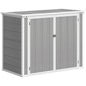4.7 x 2.5FT Garden Shed, Double Bin Storage Shed with Lockable Doors, Outdoor Small Shed with Openable Lid for 2 Rubbish Bins, Garden Tools, Grey