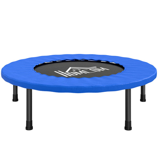 32" Mini Fitness Trampoline Home Gym Yoga Exercise Rebounder Indoor Outdoor Jumper with Safety Pad, Support Up to 100 KG, Blue and Black