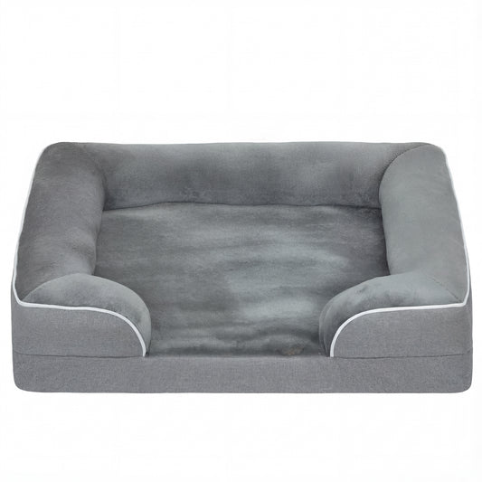 Dog Sofa Bed, Washable Pet Bed with Removable Cover and Non-Slip Bottom for Cats and Small Dogs, Grey