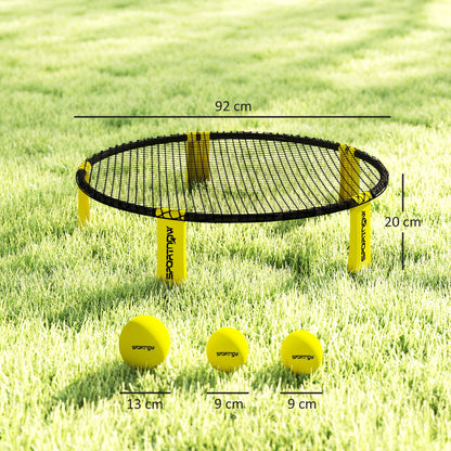 Spike Game Set, Mini Beach Games Set with Net, 3 Balls and Ball Pump, Portable with Carrying Bag for Outdoor Team Sports, Yellow