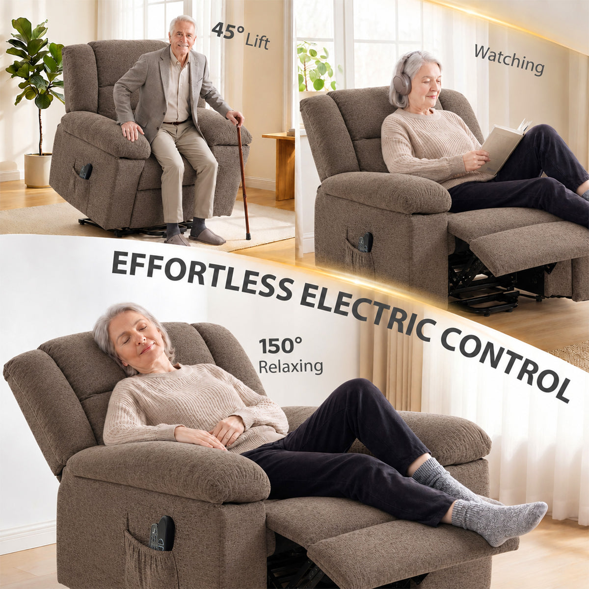 Oversized Riser Recliner Chair with Massage and Heat, Power Lift Recliner for Elderly with Wide Seat and Back