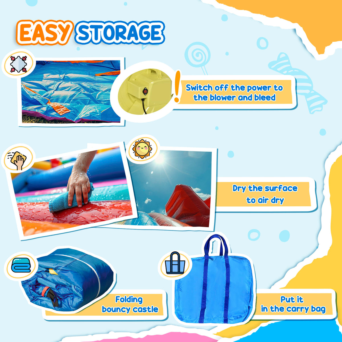 4 in 1 Large Bouncy Castle with Blower, Inflatable Bounce House with Double Slides, Trampoline, Inflatable House Pool, Climbing Wall, Carrybag for Kids Age 3-8, 3.8 x 3.7 x 2.3 m
