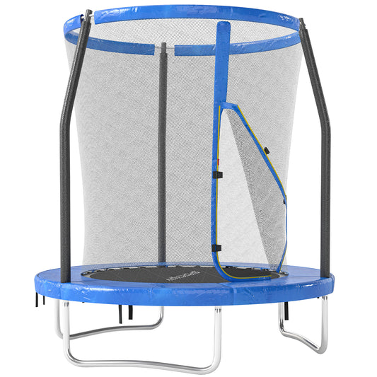 6ft Trampoline with Safety Enclosure Net, Steel Frame Outdoor Trampoline, with Edge, Safety Cover