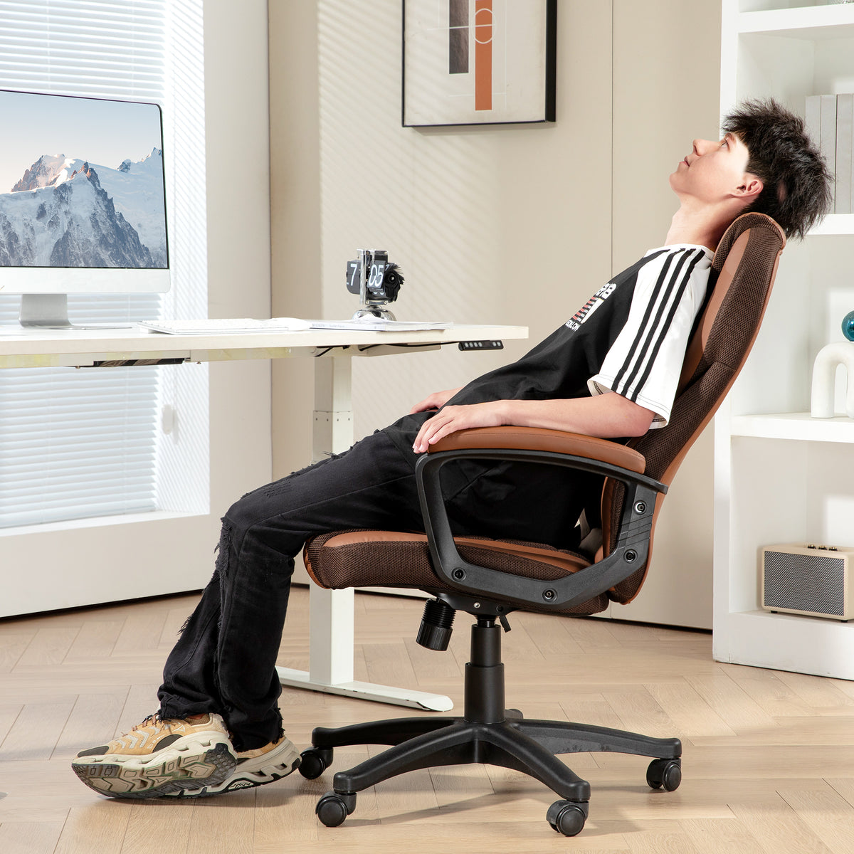 Faux Leather Office Chair - Brown