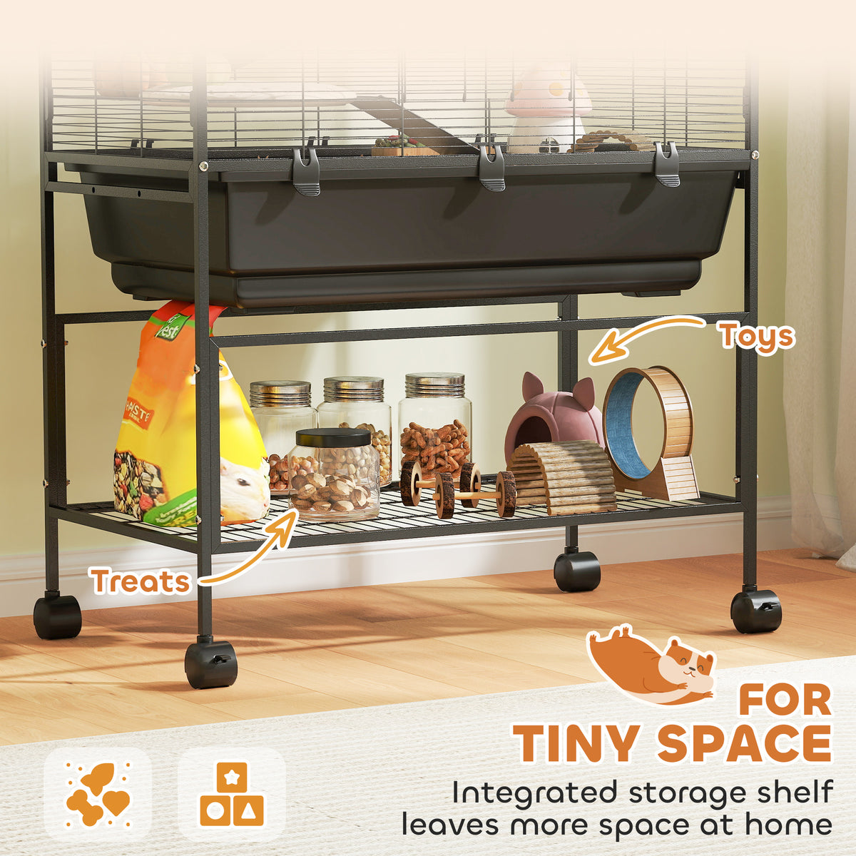 5 Tier Large Hamster Cage on Wheels with 17 cm Deep Tray, Storage Shelf for Syrian, Gerbil, Rats