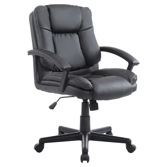 Desk Chair, PU Leather Office Chair with Adjustable Height and Swivel Wheels, for Home Work Study