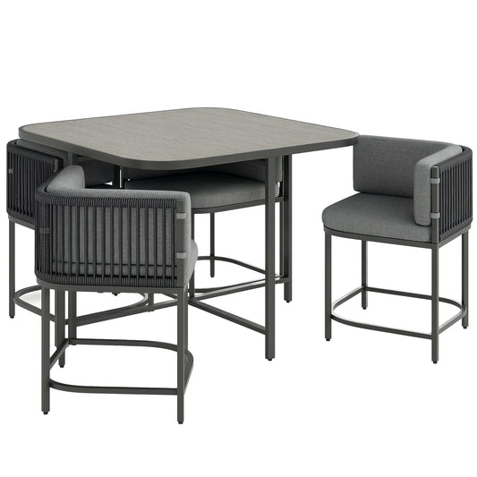 4-Seater Rattan Cube Garden Furniture Set with Cushions - Charcoal Grey