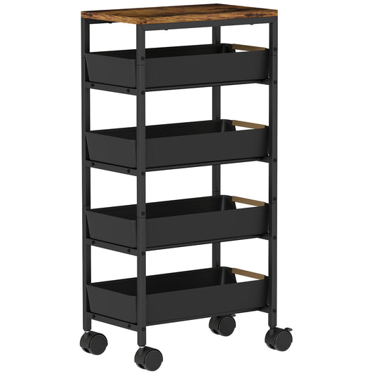 5-Tier Storage Trolley on Wheels
