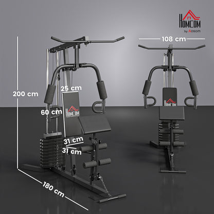 Multi-Exercise Gym Station, with 45kg Weight Stack, for Full Body Workout