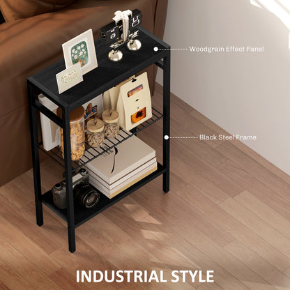 Three Shelf Industrial Side Table, Black