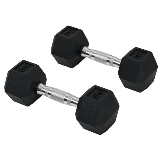 2x5kg Rubber Dumbbell Sports Hex Weights Sets Gym Fitness Lifting Home