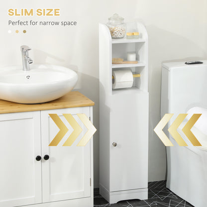 Multi-Storage Narrow Bathroom Cabinet - White