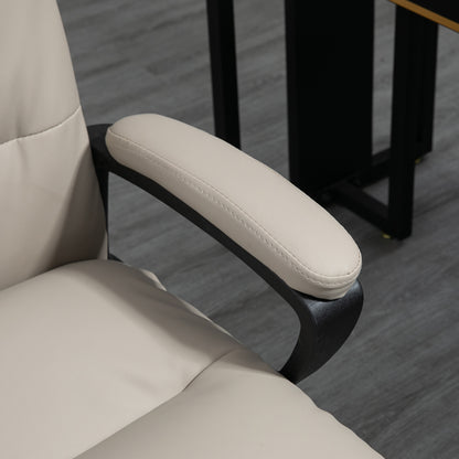 Office Chair, PU Leather Computer Desk Chair Office Chair with Adjustable Height and Swivel Rolling Wheels for Work Study, Light Grey