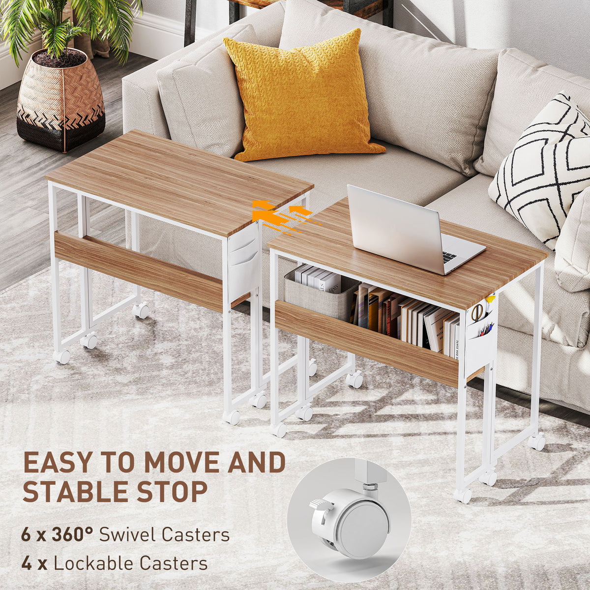 80 cm Drop Leaf Writing Work Desk - Natural Wood Finish