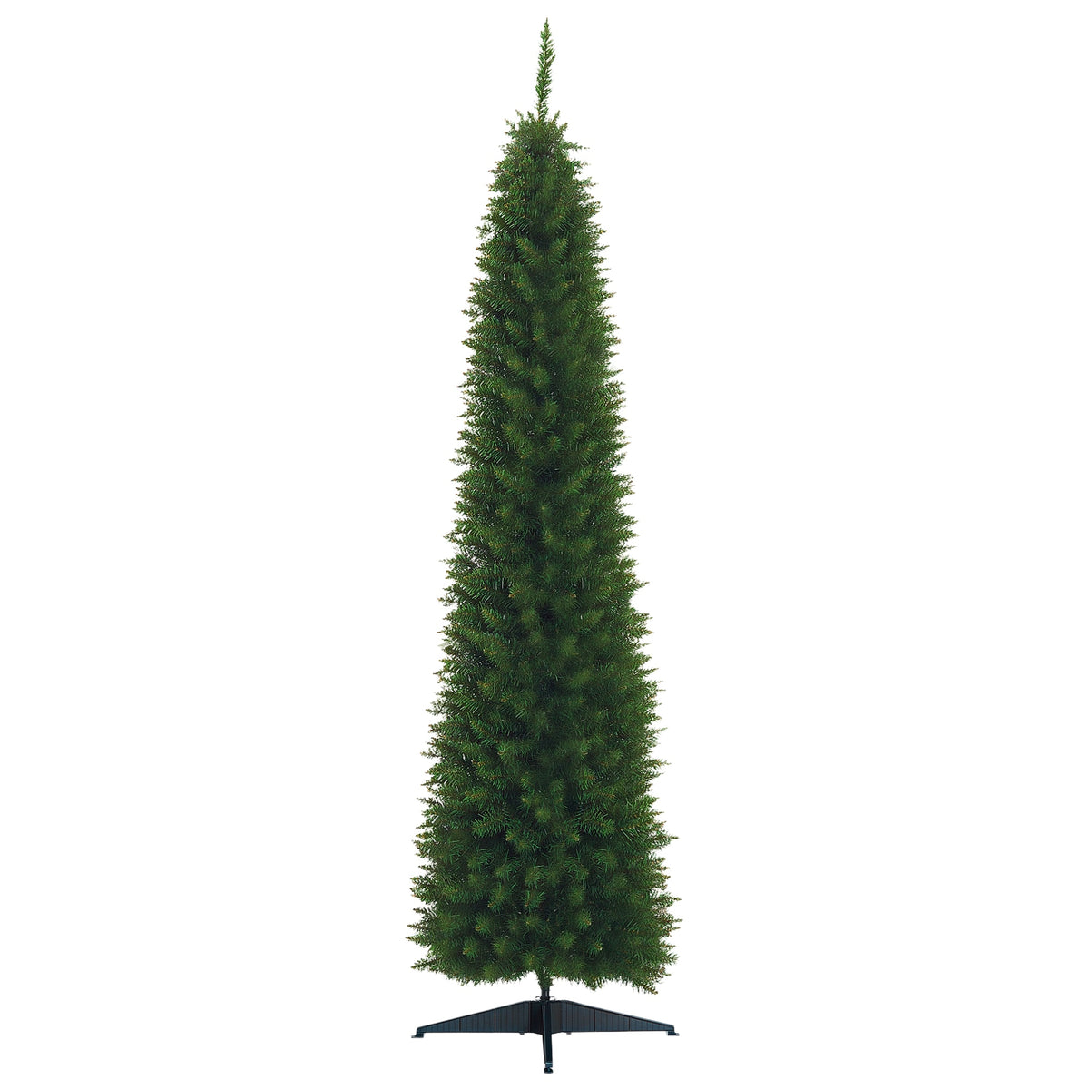 7ft Unlit Artificial Christmas Tree, Pencil Slim Xmas Tree with Solid Stand and Realistic Branches, Green