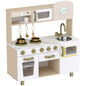 Play Kitchen, Kids Kitchen Playset with Rotating Coffee Machine, Storage Shelf, Stove, Gift for Kids 3-6 Years, White
