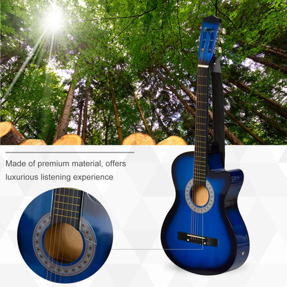 38 Inch Full Size Acoustic Electric Guitar, Classical Beginner Junior Adult Guitar Gloss Finish with Carrying Case, Strap, Picks, Spare Strings