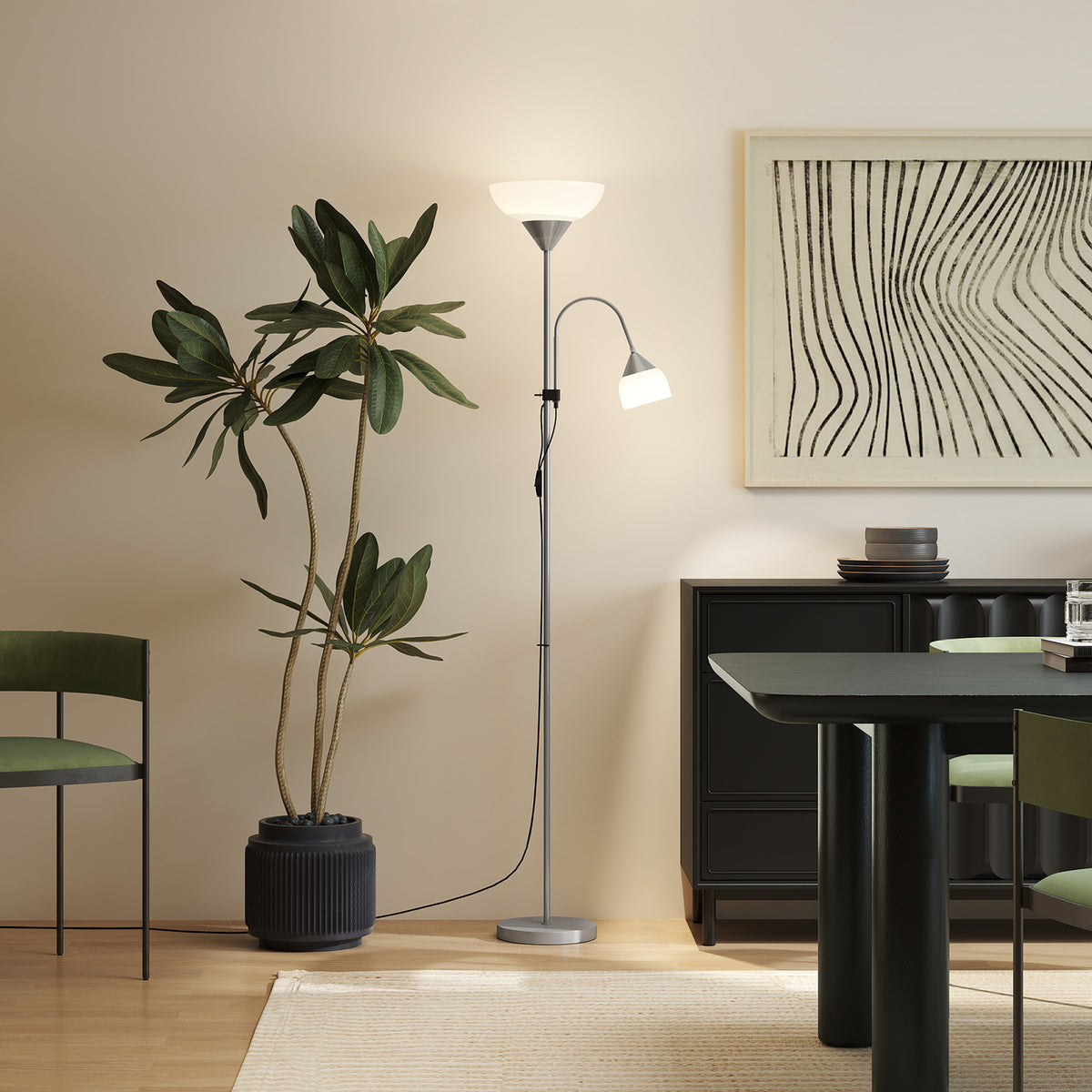 LED Floor Lamp for Living Room, 180cm Tall Standing Lamp, Mother and Child Uplighter with Adjustable Gooseneck