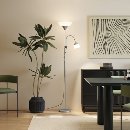 LED Floor Lamp for Living Room, 180cm Tall Standing Lamp, Mother and Child Uplighter with Adjustable Gooseneck