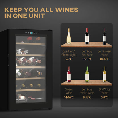 24-Bottle 20℃ Wine Cooler Fridge - Black