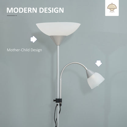 LED Floor Lamp for Living Room, 180cm Tall Standing Lamp, Mother and Child Uplighter with Adjustable Gooseneck