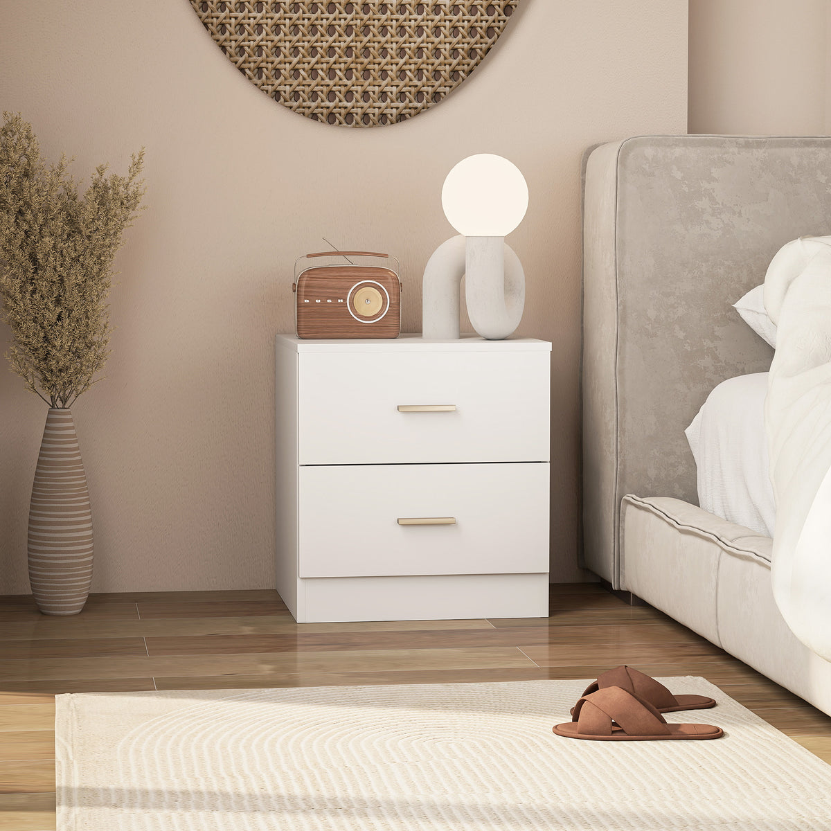 Modern Bedside Table, Beside Cabinet with 2 Drawers, for Bedroom, Living Room
