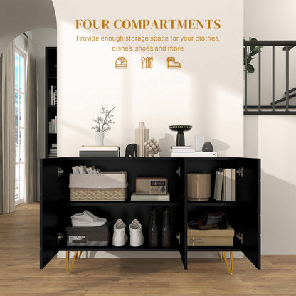 Modern Luxe High Gloss Sideboard, with Hairpin Legs - Black