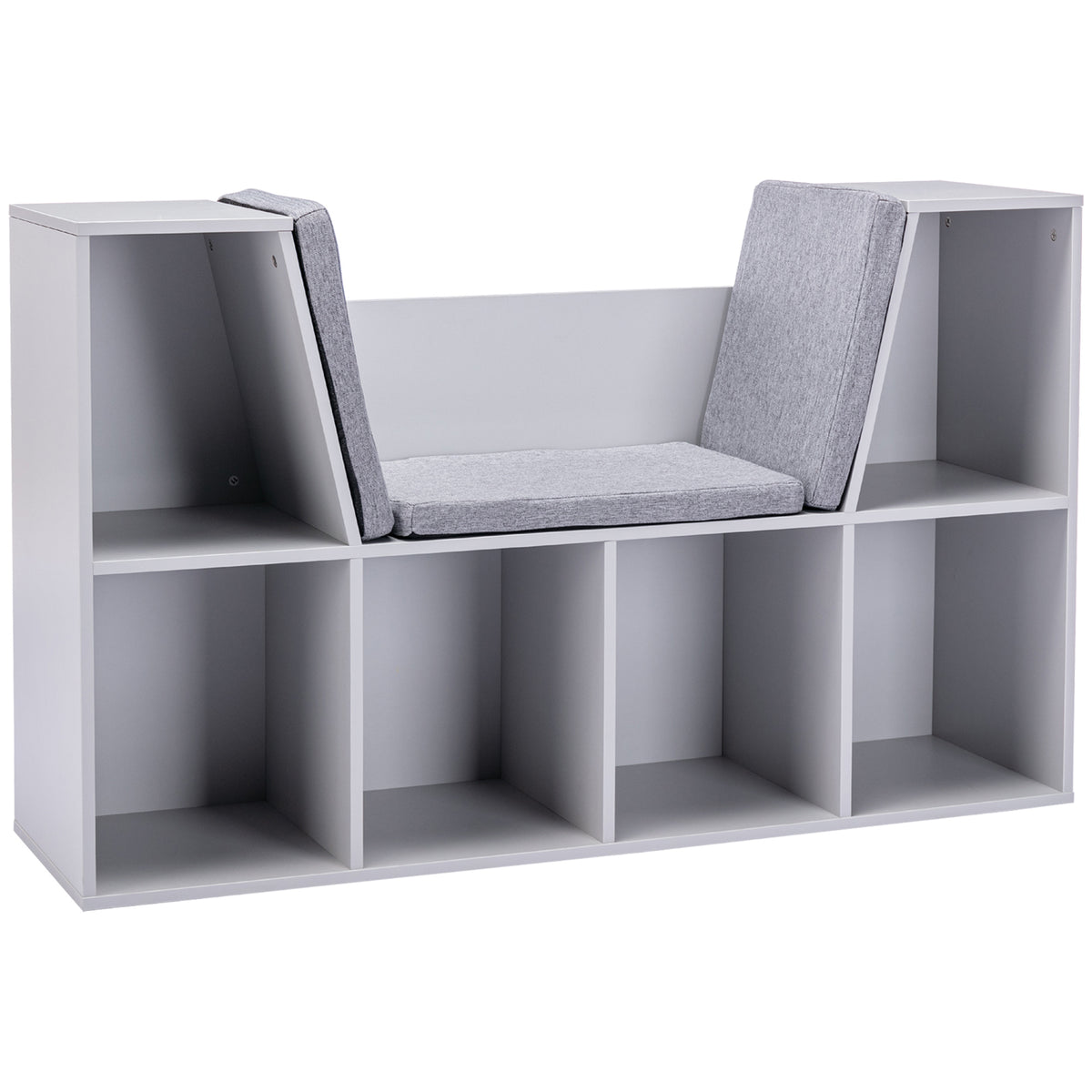 Kids Bookcase Shelf Storage Cabinet Unit, Living Room Sideboard w/ Six Compartments for Toys, Books - Grey