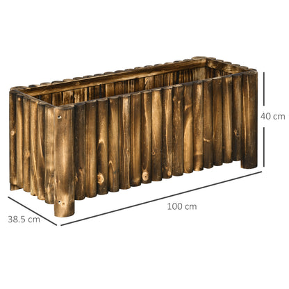 Wooden Raised Garden Bed, 100 x 38.5 x 40cm Elevated Planter Box, Outdoor Flower Bed with Drainage Gaps, Easy Assembly, Natural